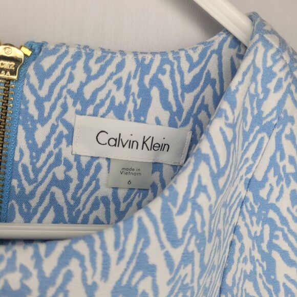 NWT Calvin Klein Blue and White Pencil Dress Size 6 - Picture 4 of 4